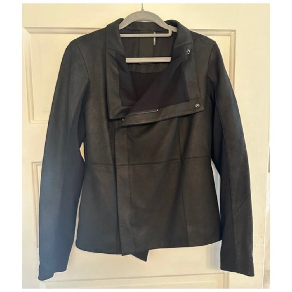 Heather. Suede and Silk Fully Lined Black Jacket. Size S.